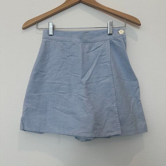 Vintage 90s Esprit wrap chambray blue high waisted skort skirt shorts - Picture 1 of 3